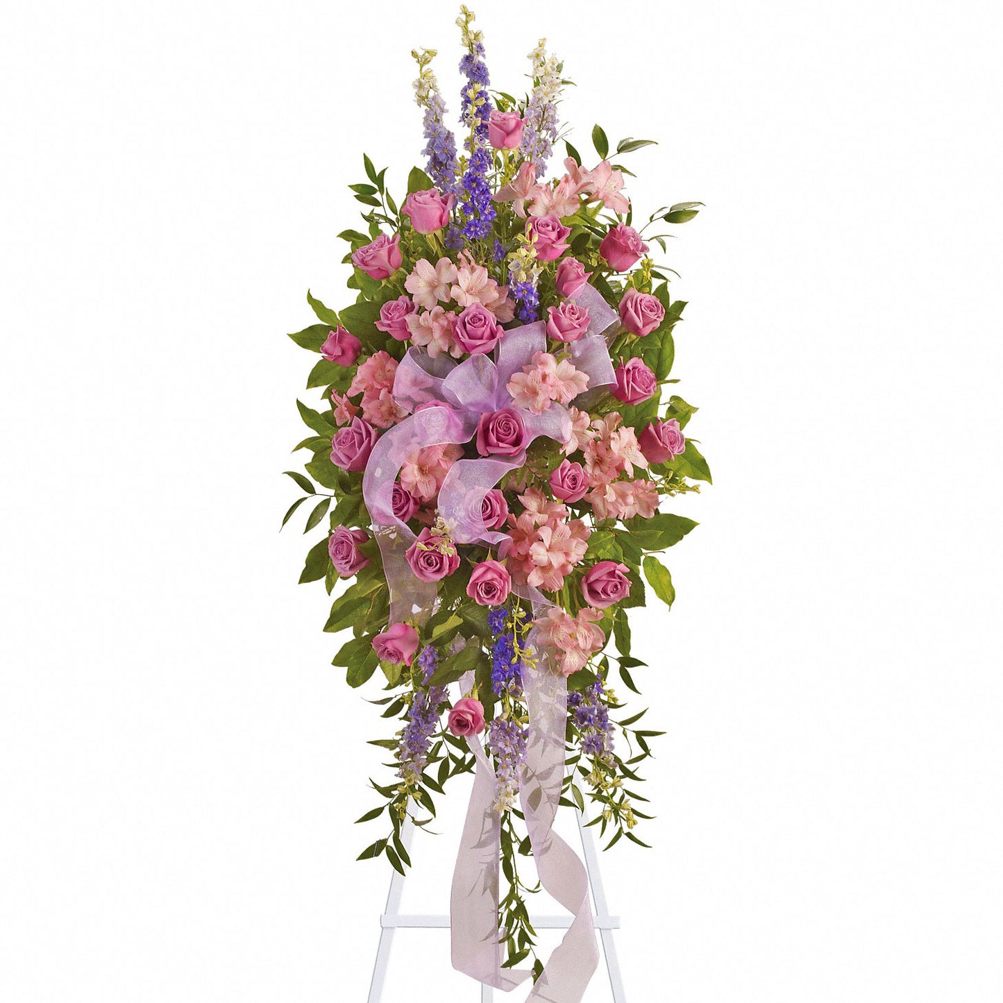 Pink and Lavender Standing Spray – Ballard Blossom Inc, Seattle WA