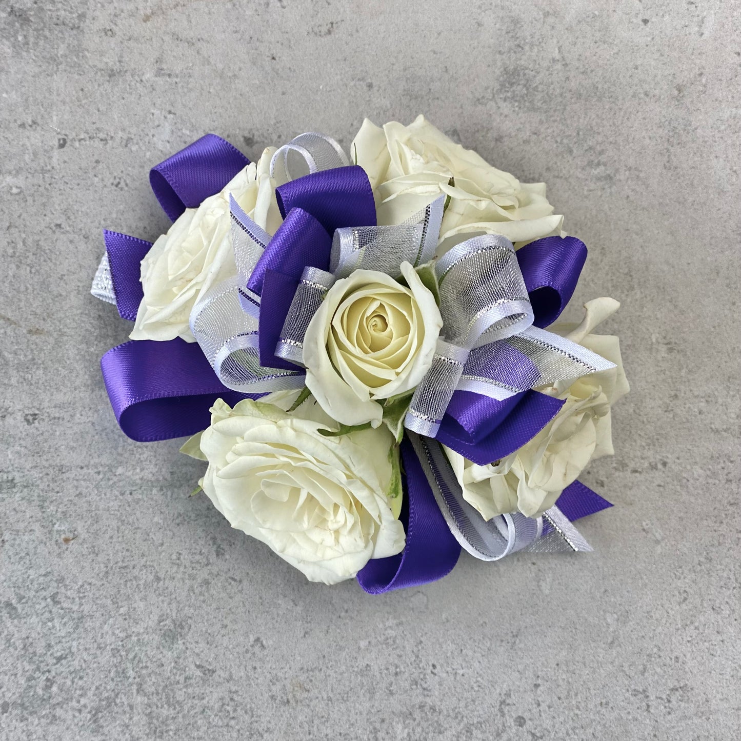 Amethyst and Cream Wrist Corsage