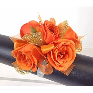 Orange Crush Wrist Corsage – Ballard Blossom Inc, Seattle WA