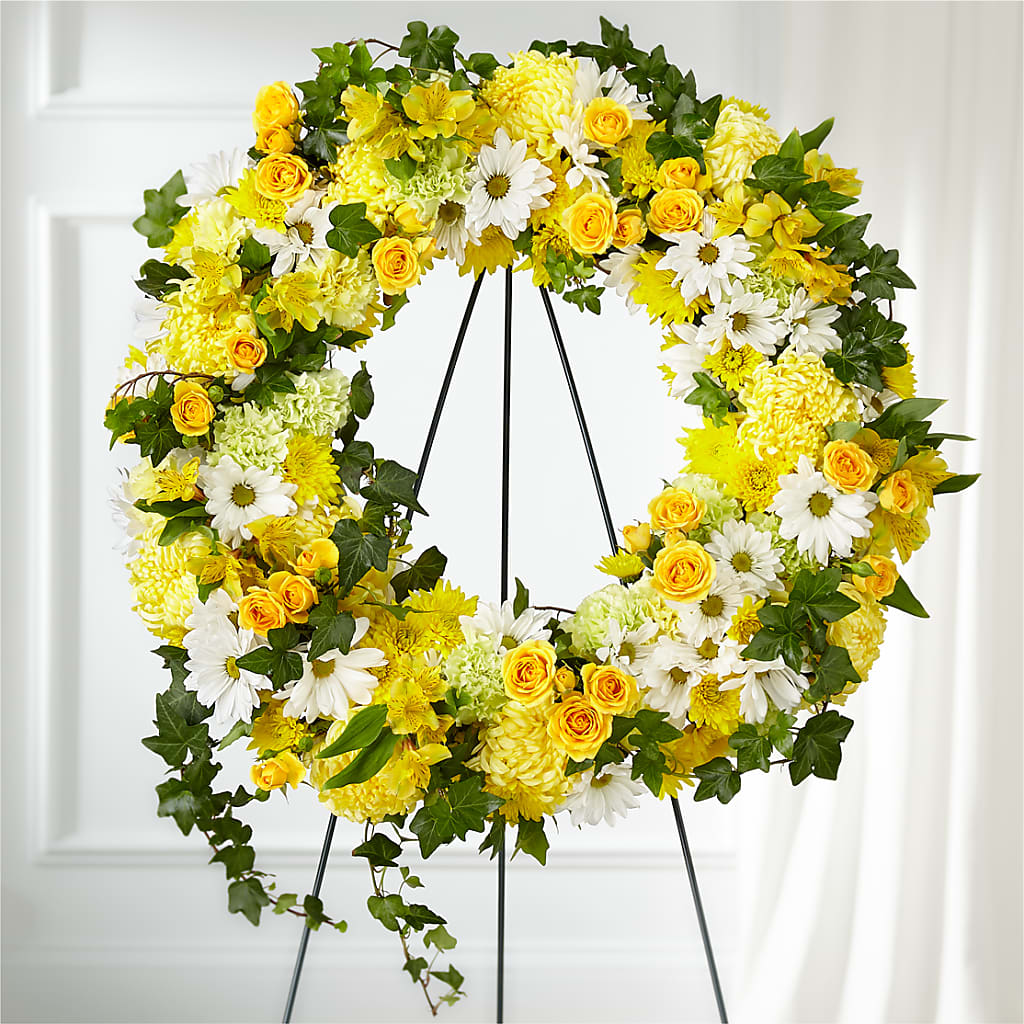 Golden Remembrance Wreath ā Ballard Blossom Inc, Seattle WA