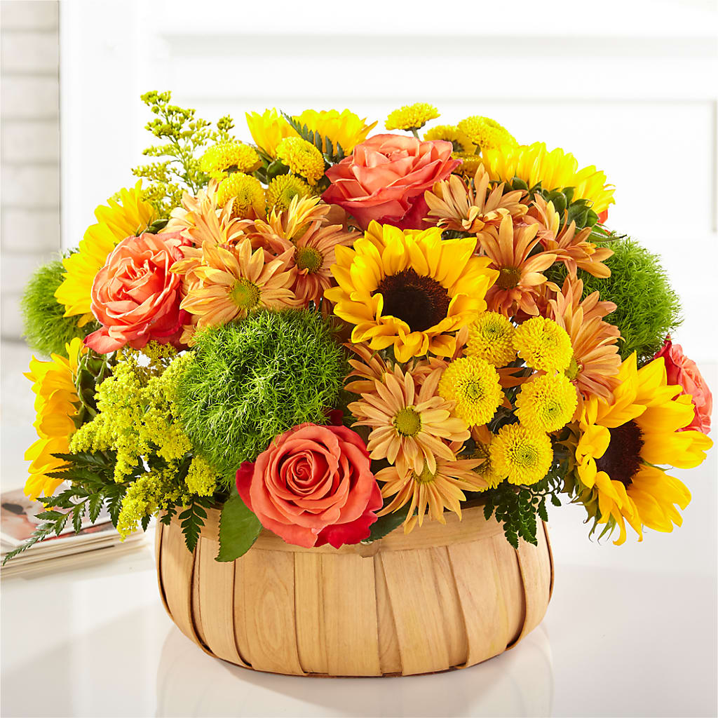 Harvest Sunflower Basket – Ballard Blossom Inc, Seattle WA