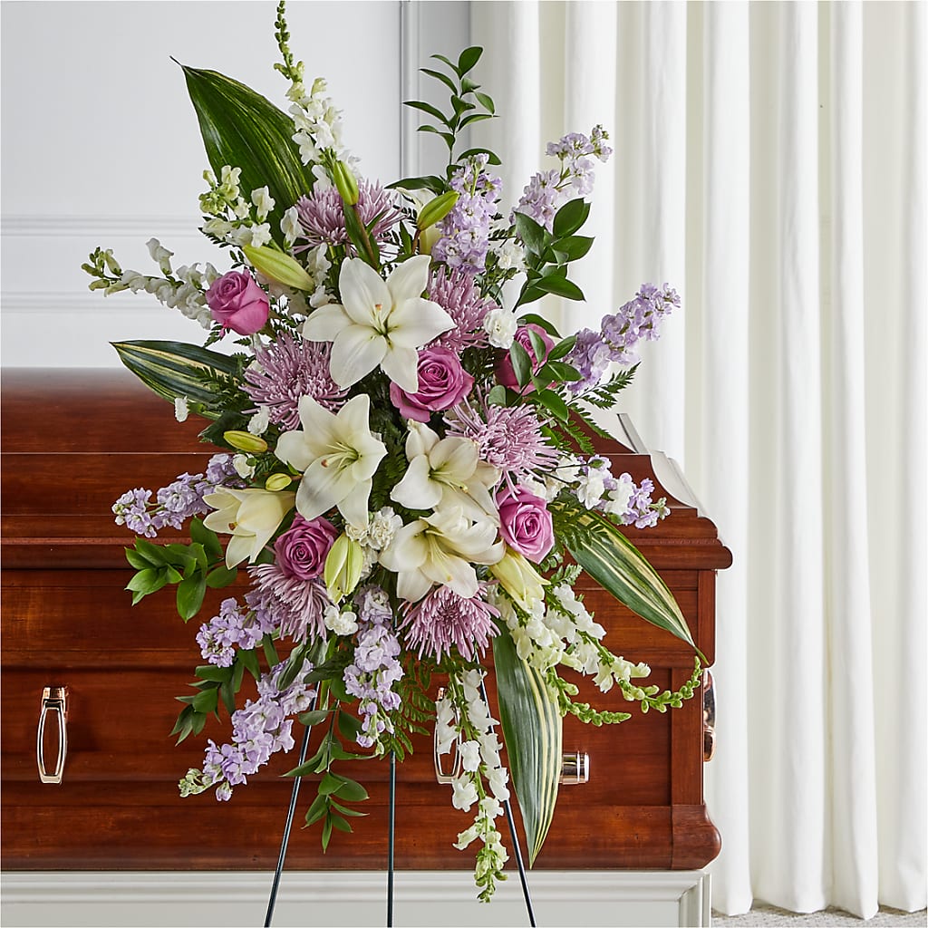 Grateful Hearts Standing Spray – Ballard Blossom Inc, Seattle WA