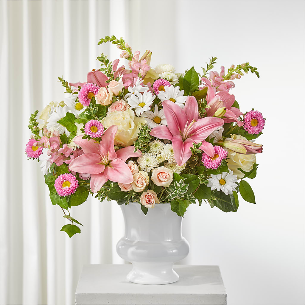 Empathetic Blooms Urn Arrangement – Ballard Blossom Inc, Seattle WA