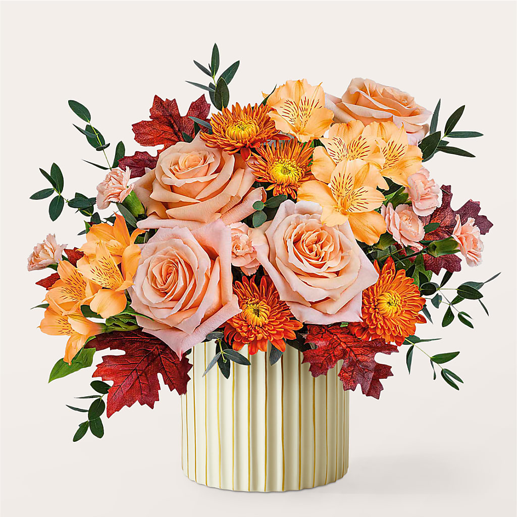 Spiced Latte Bouquet with Ivory Vase – Ballard Blossom Inc, Seattle WA