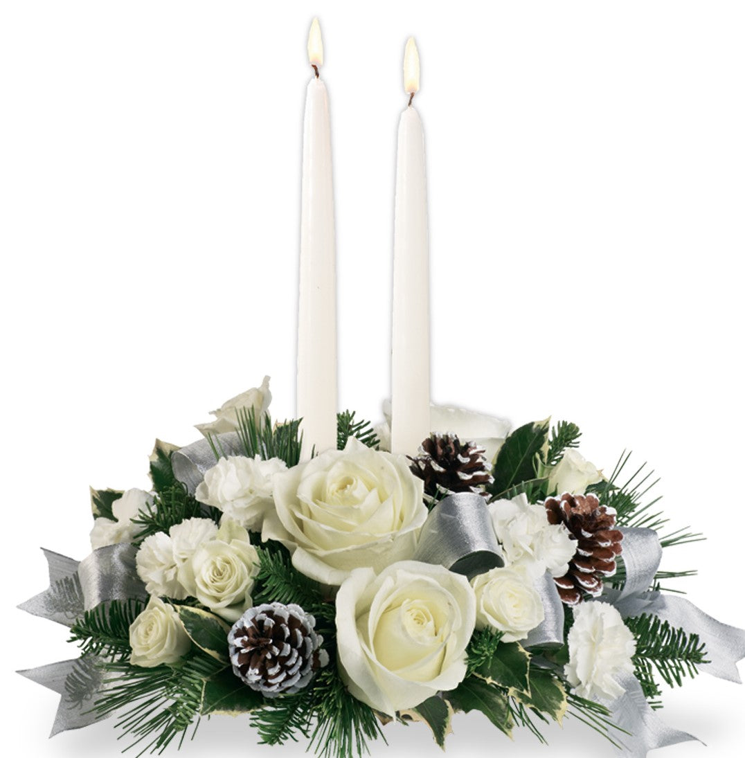 Centro de mesa blanco de invierno