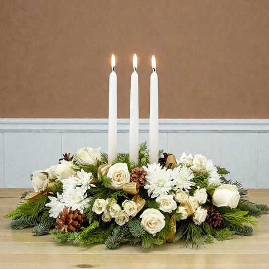 Seattle White and Gold Winter Centerpiece