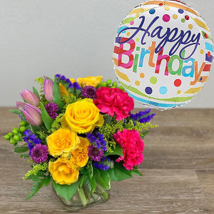 Celebrate Birthday Bouquet with Balloon