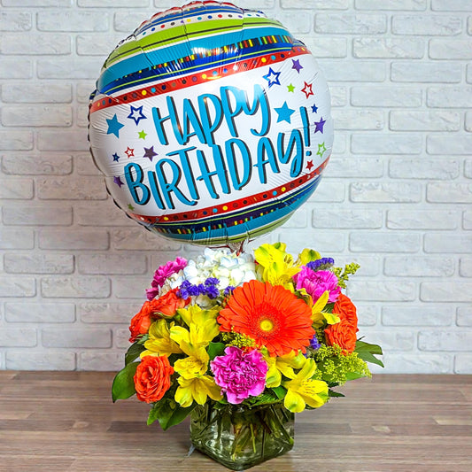 Celebrate Birthday Bouquet with Balloon –  Ballard Blossom Inc, Seattle WA