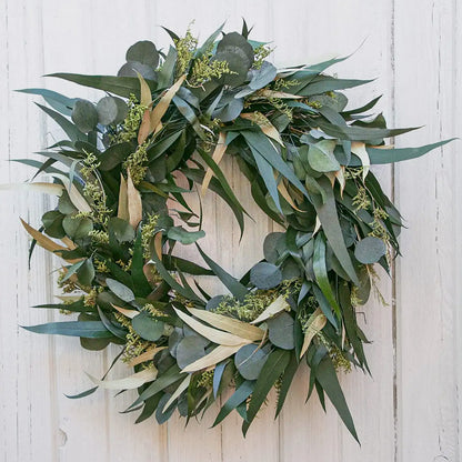 Willow and Silver Dollar Eucalyptus Wreath –  Ballard Blossom Inc, Seattle WA