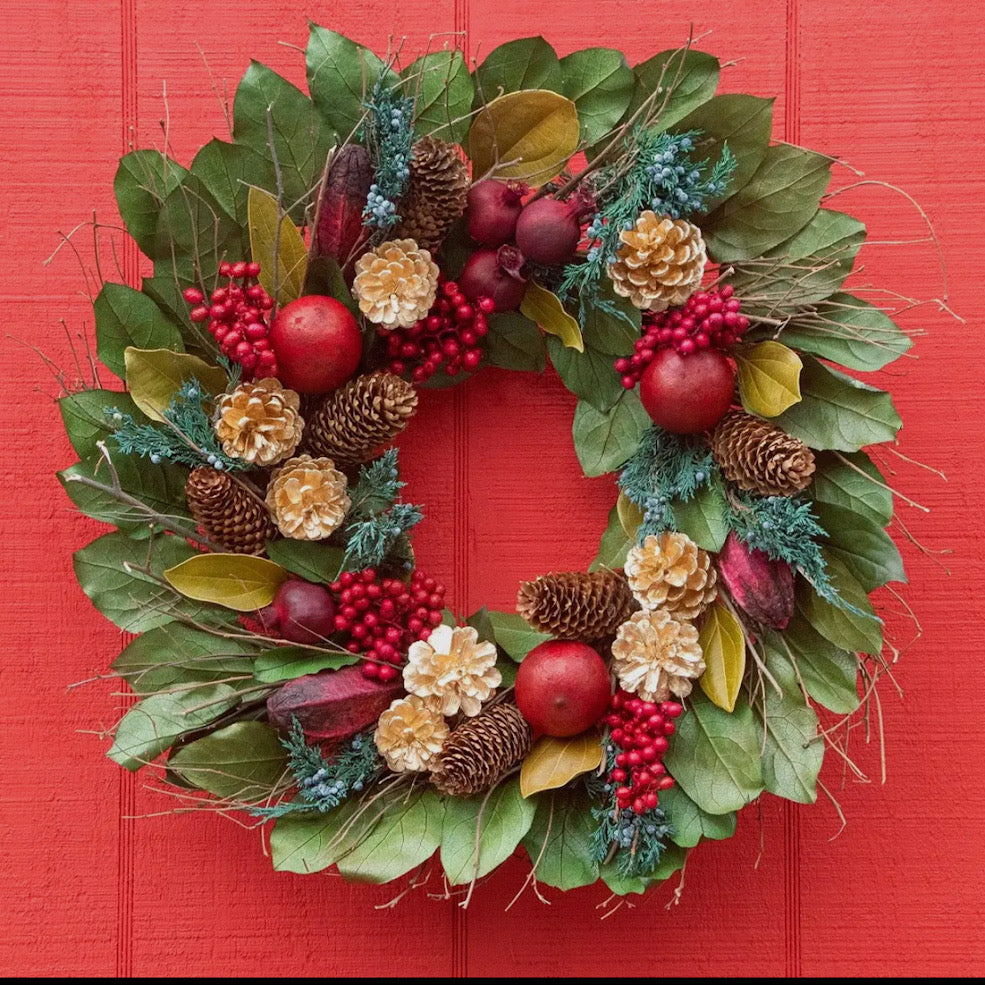 Golden Pinecone & Pomegranate Wreath