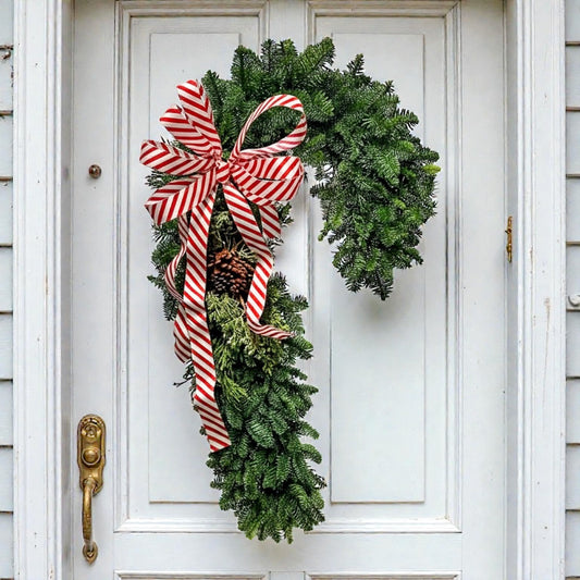 Candy Cane Evergreen Wreath