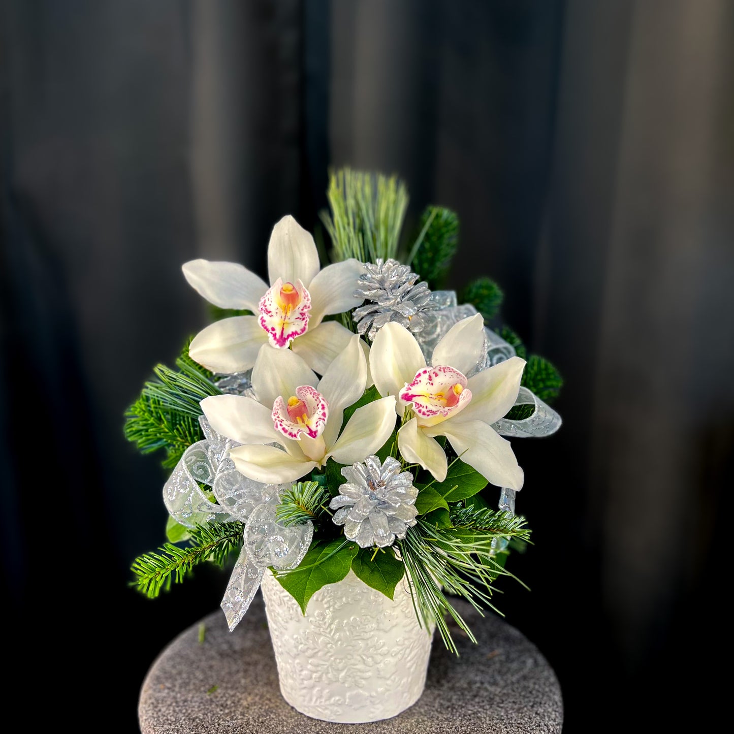 Winter White Orchid Blooms Bouquet