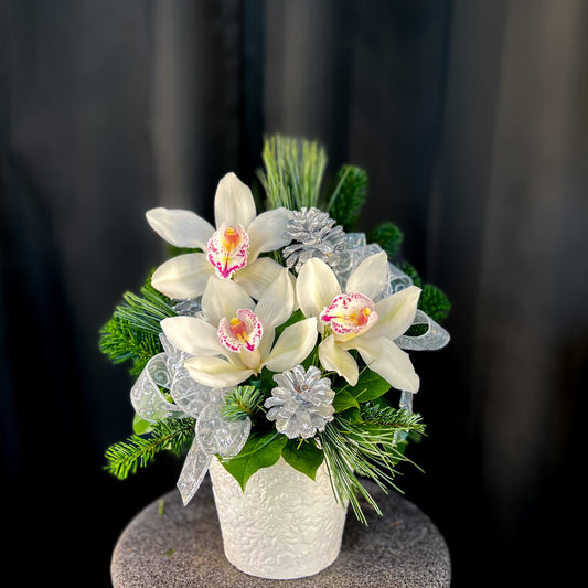Winter White Orchid Blooms Bouquet