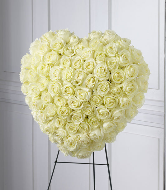 Elegant White Rose Standing Heart by Ballard Blossom