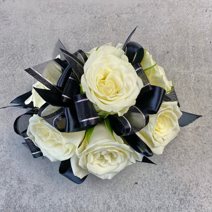 Black Tie Wrist Corsage –  Ballard Blossom Inc, Seattle WA