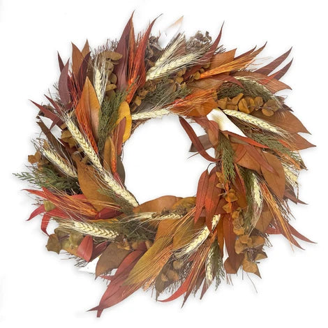 Burnt Orange Autumn Wreath –  Ballard Blossom Inc, Seattle WA
