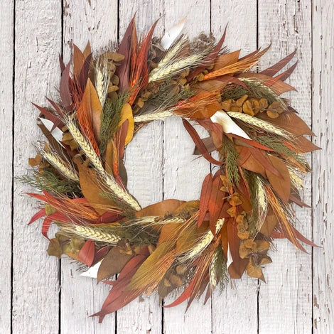 Burnt Orange Autumn Wreath –  Ballard Blossom Inc, Seattle WA