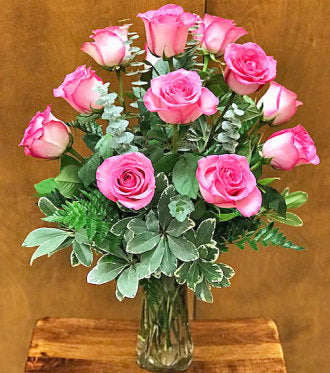 Dozen Pink Roses –  Ballard Blossom Inc, Seattle WA