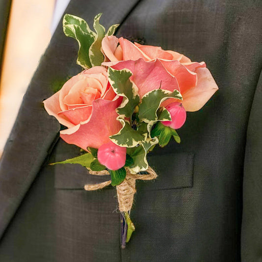 Peach Boutonniere –  Ballard Blossom Inc, Seattle WA