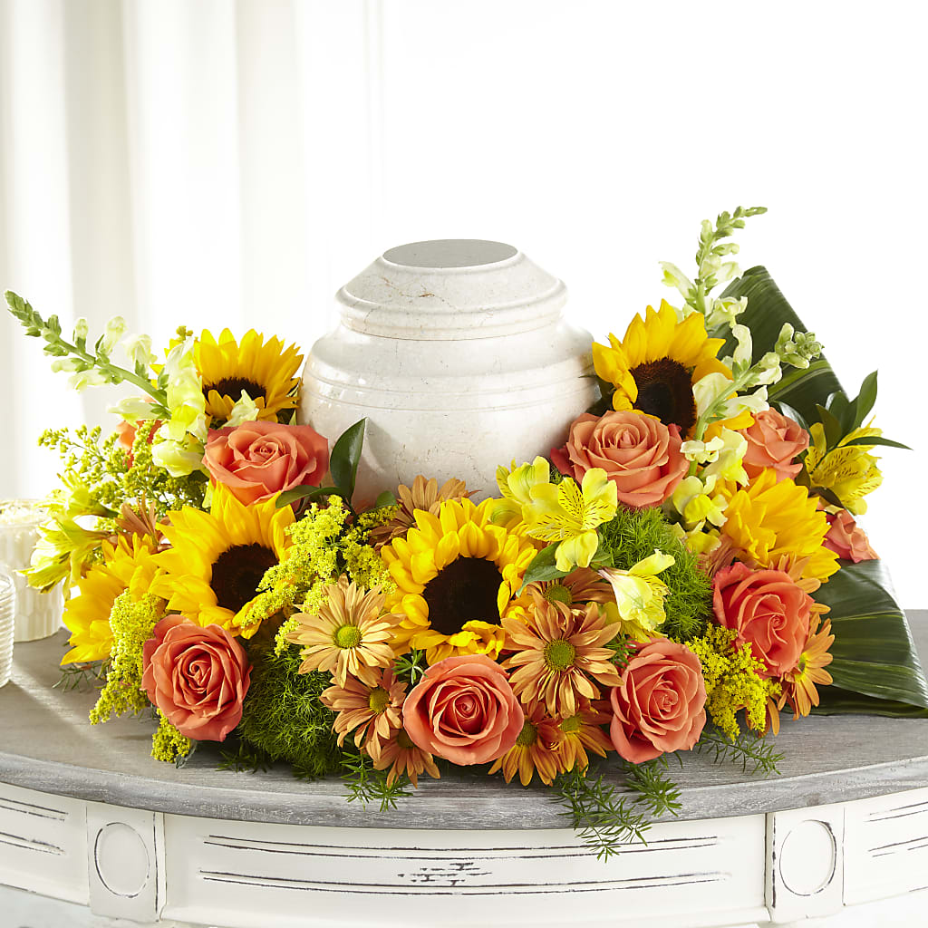 Faithful Sunflower Cremation Adornment –  Ballard Blossom Inc, Seattle WA