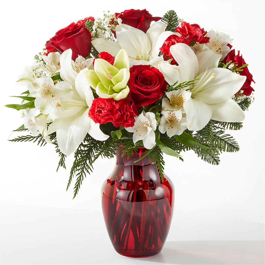 Seattle Red and White Christmas Vase Arrangement