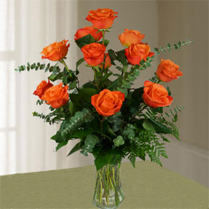 Dozen Long Stem Orange Roses