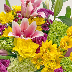 Spring Vase Arrangement With Pink Lilies