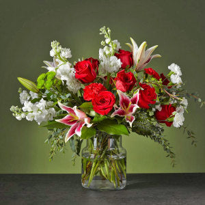 Exquisite Peppermint Swirl with Roses and Lilies