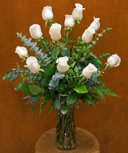 Dozen Creamy White Roses